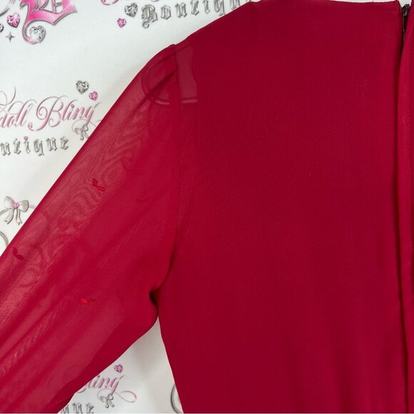 Belage one piece pants suit jumper vintage Elegant Red Long Sleeve Jumpsuit - Picture 12 of 15